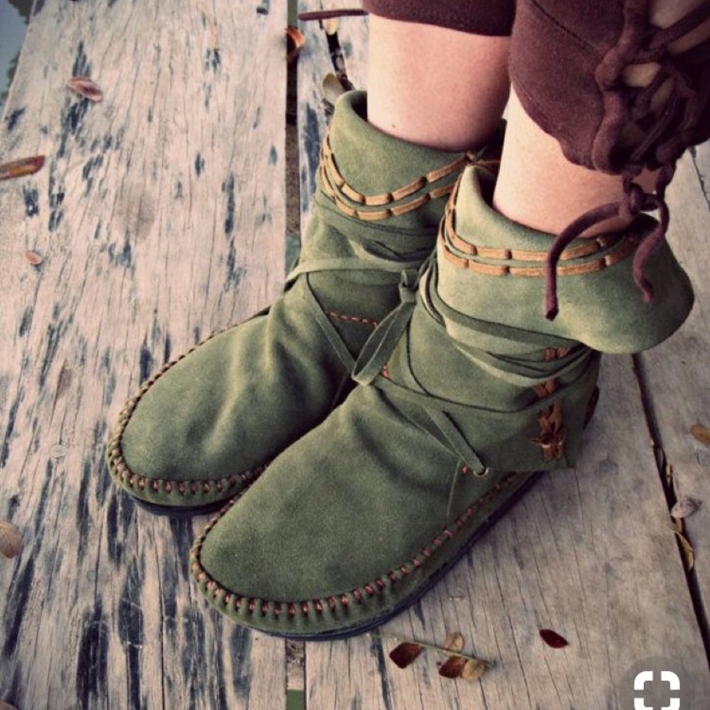 Green Suede Ankle Boots